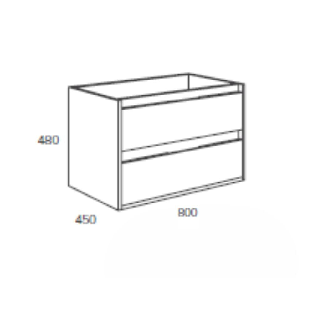 Mobile bagno sospeso Bolton con 2 cassetti 80x45x48 cm colore rovere grigio ghiaccio