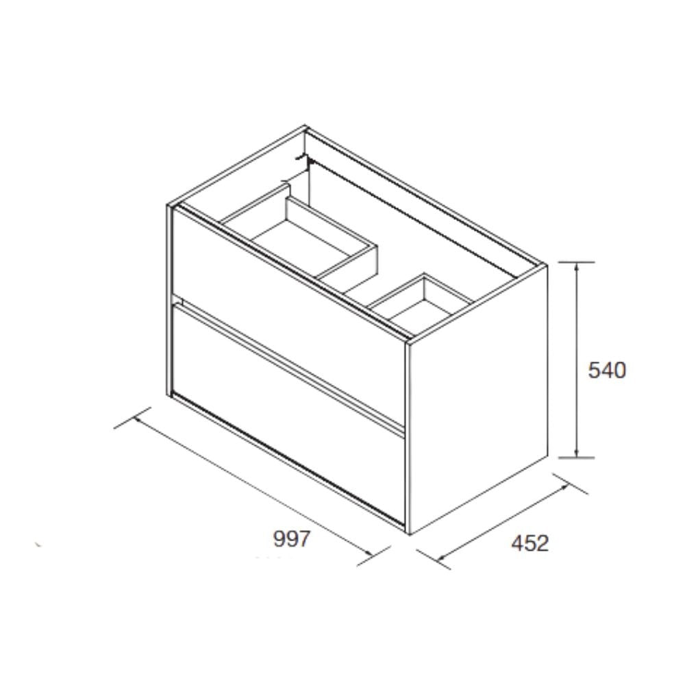 Mobile bagno sospeso Claros100 bianco laccato lucido con lavabo 2 cassetti 100x45x56h