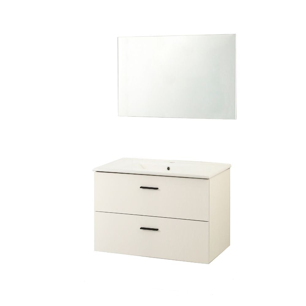 Mobile bagno sospeso Lario con lavabo e specchio bianco 80x46x48 H cm