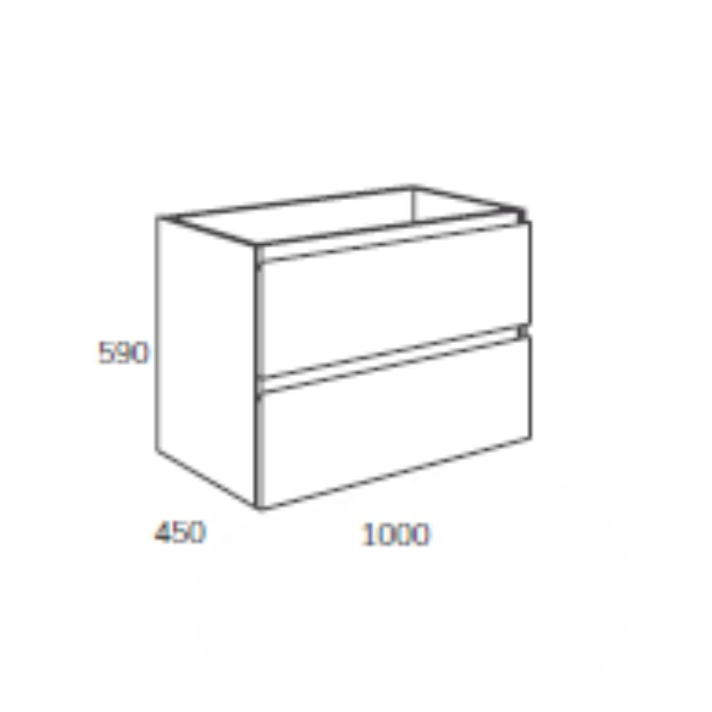 Mobile bagno sospeso Londres con due cassetti 100x45x59 cm colore bianco lucido