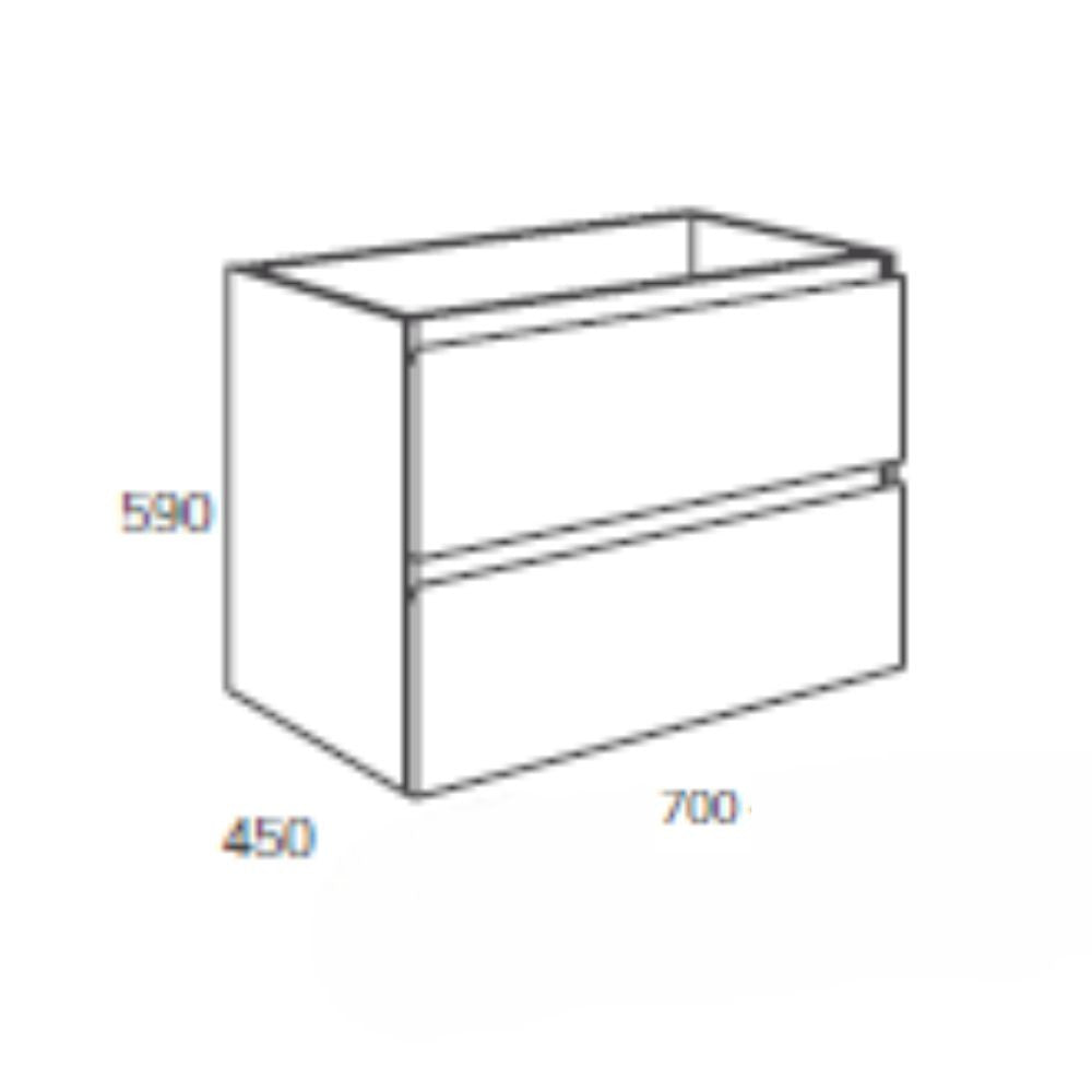 Mobile bagno sospeso Londres con due cassetti 70x45x59 cm colore bianco lucido