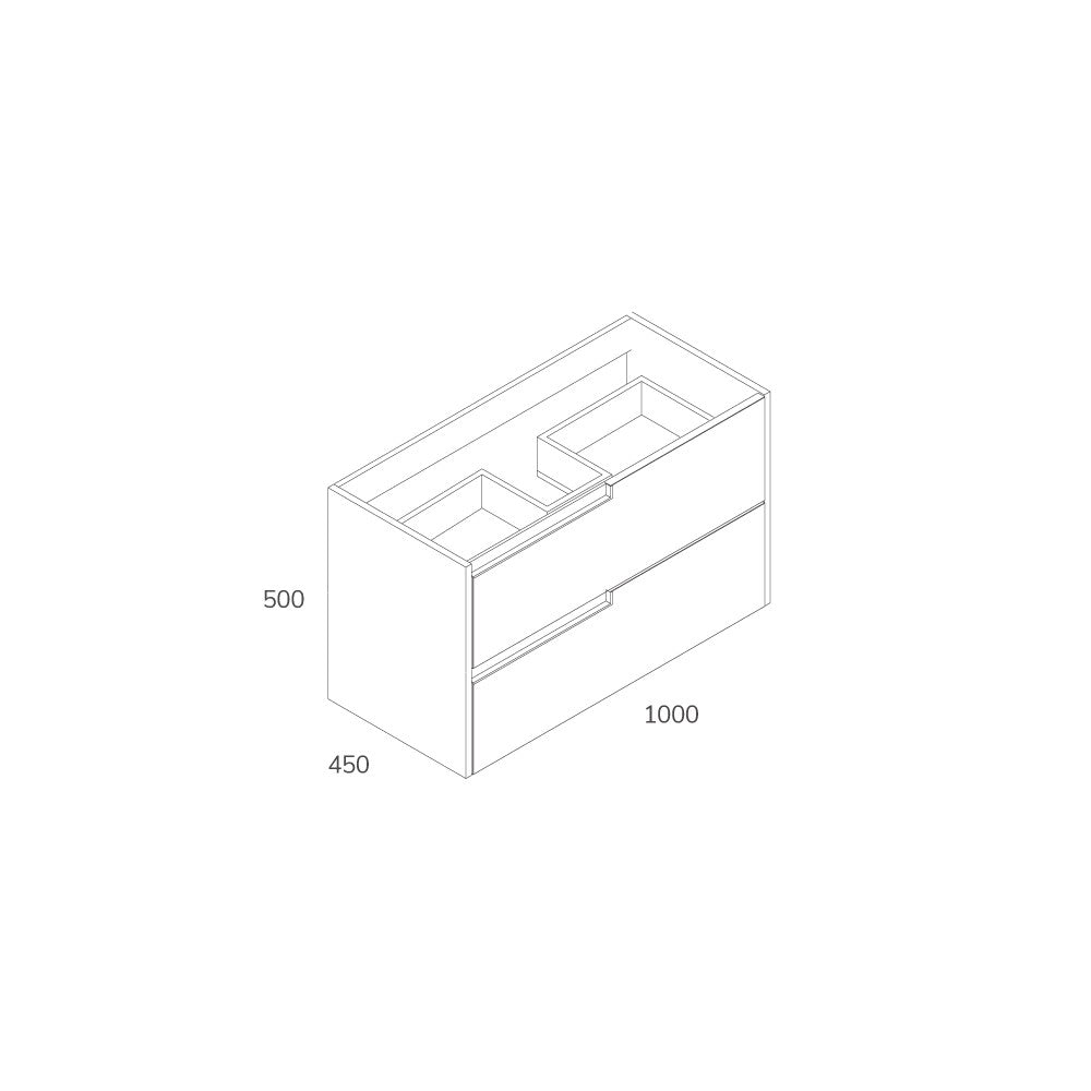 Mobile bagno sospeso Modular con due cassettoni 100x45x50 cm colore bianco opaco