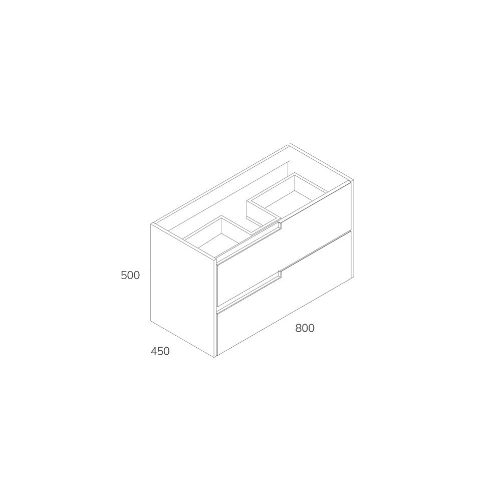 Mobile bagno sospeso Modular con due cassettoni 80x45x50 cm colore cashmere