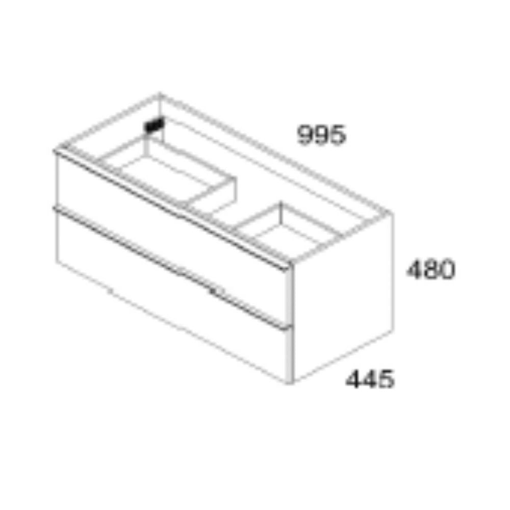 Mobile bagno sospeso Senda con 2 cassettoni colore rovere chiaro effetto cannettato e maniglie nere 100x45.5x48 cm.