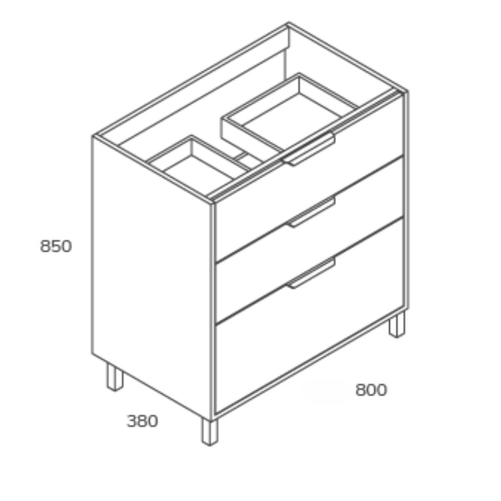 Mobile bagno Triana con 3 cassettoni colore rovere