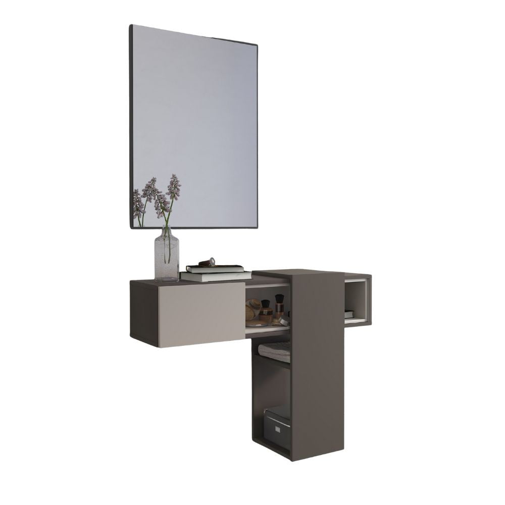 Mobile ingresso sospeso Mog con specchio colore cobalto grey e cashmere
