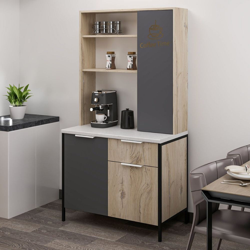 Mobile Multiuso Andy 3 ante e 1 cassetto colore rovere chiaro e antracite