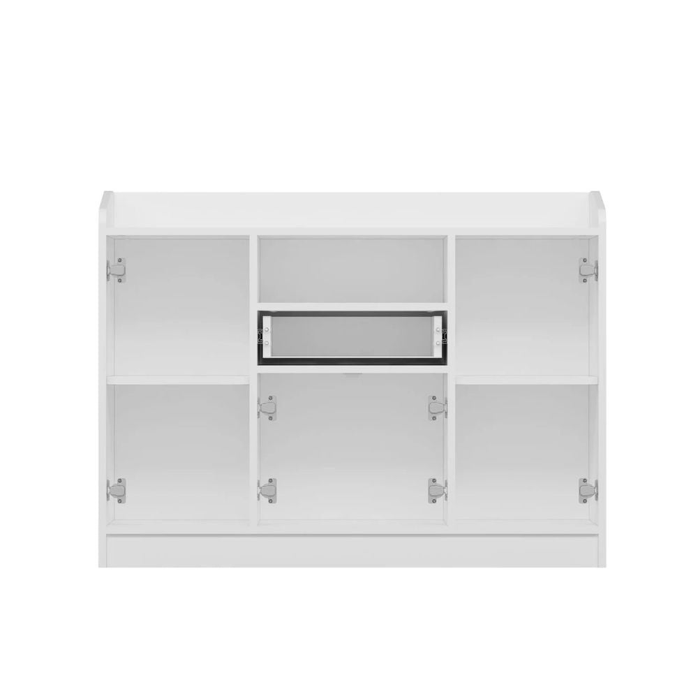 Mobile multiuso Arina con 4 ante 1 cassetto e nicchia a giorno colore bianco