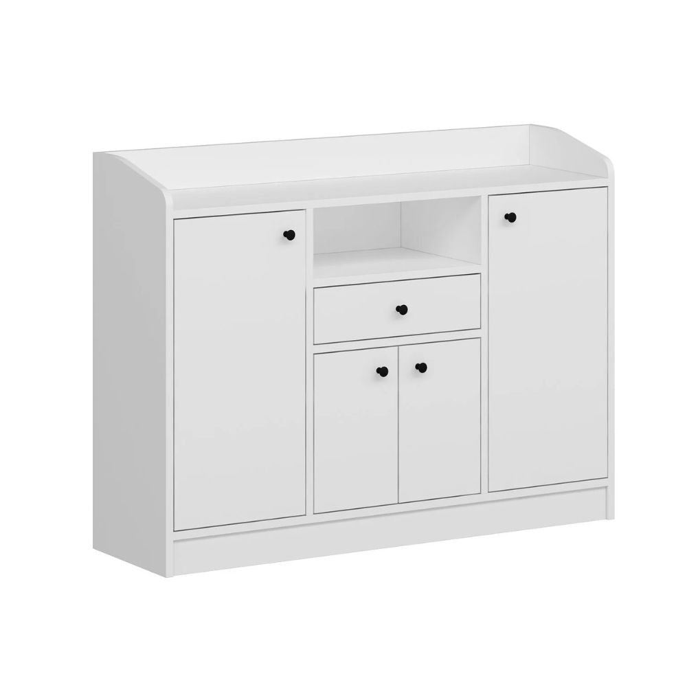 Mobile multiuso Arina con 4 ante 1 cassetto e nicchia a giorno colore bianco