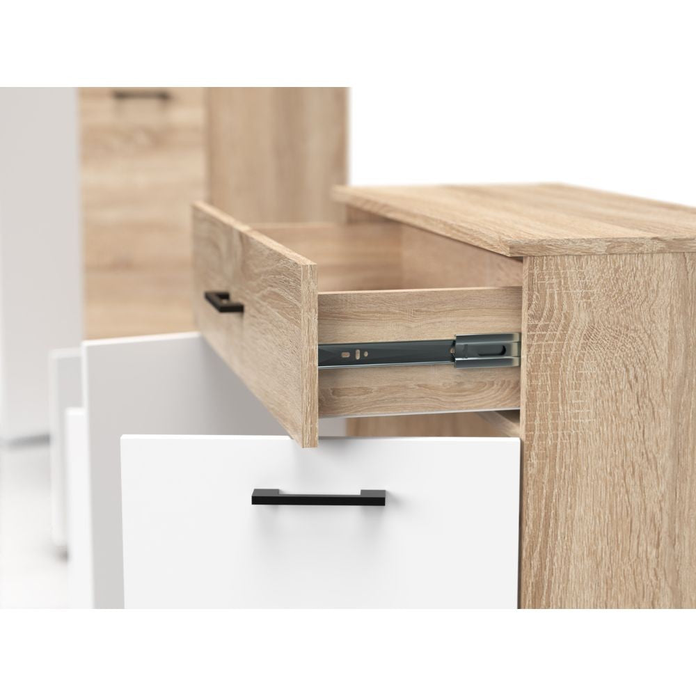 Mobile multiuso Irys con 2 ante e un cassetto colore bianco e rovere sonoma