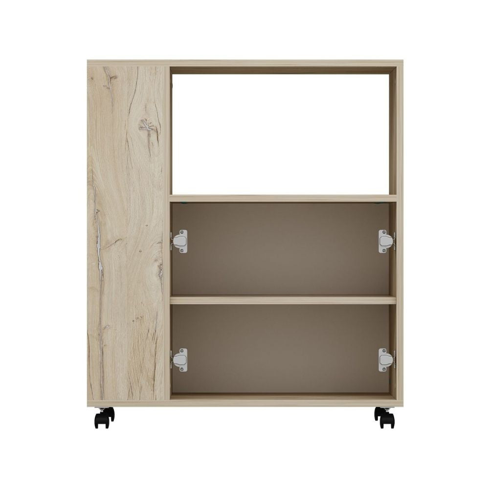 Mobile multiuso Monni struttura colore rovere con 2 ante colore bianche e vani laterali
