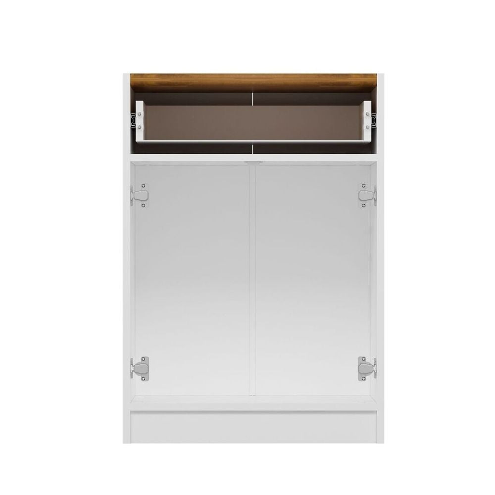 Mobile multiuso Viola con 2 ante e 1 cassetto colore bianco con top rovere scuro