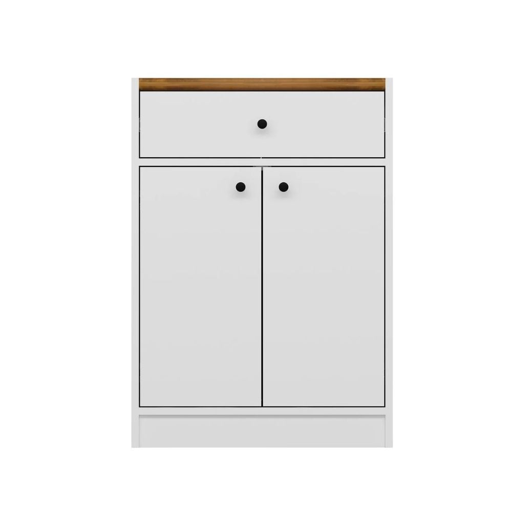 Mobile multiuso Viola con 2 ante e 1 cassetto colore bianco con top rovere scuro