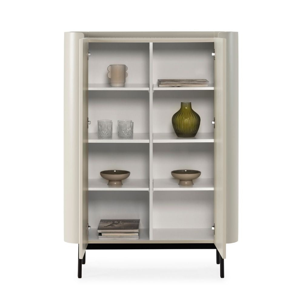 Mobile multiuso Willa18929 con 2 ante effetto cannettato colore crema