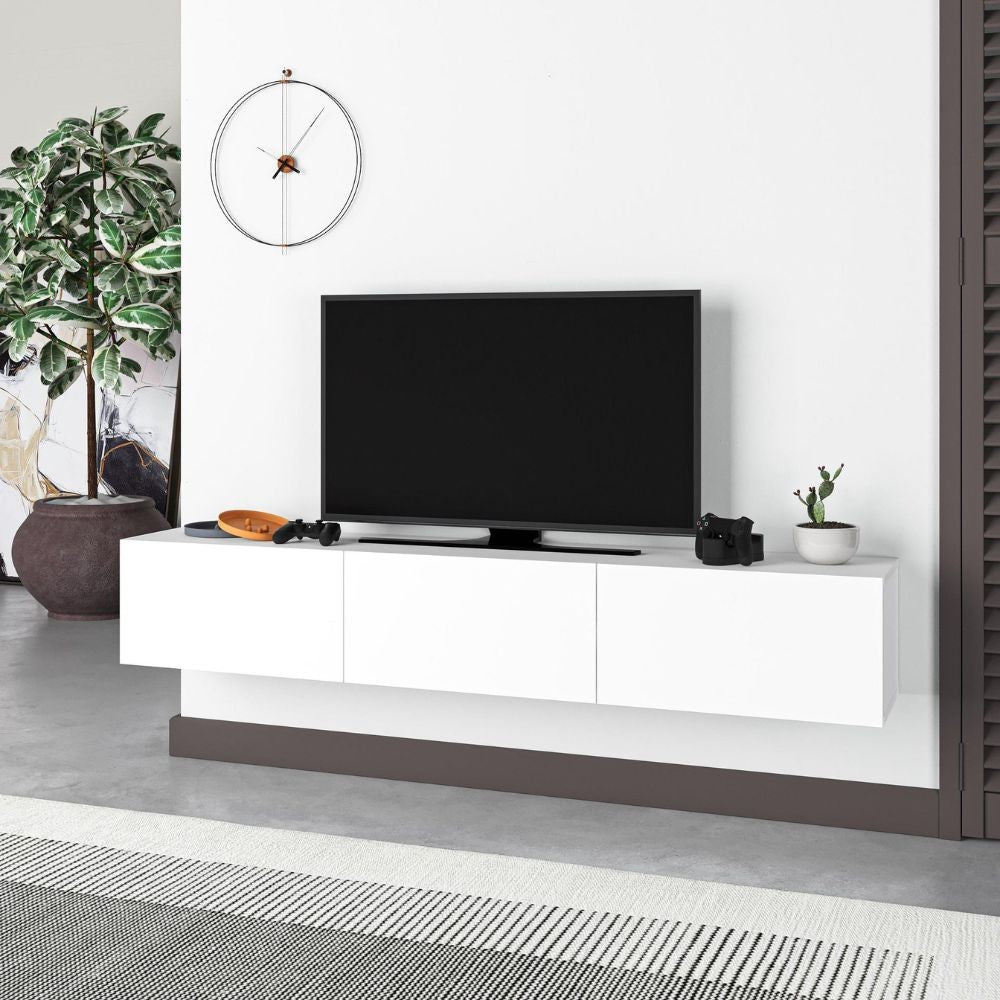 Mobile porta tv sospeso Francy 180 cm. con anta a ribalta in colore bianco