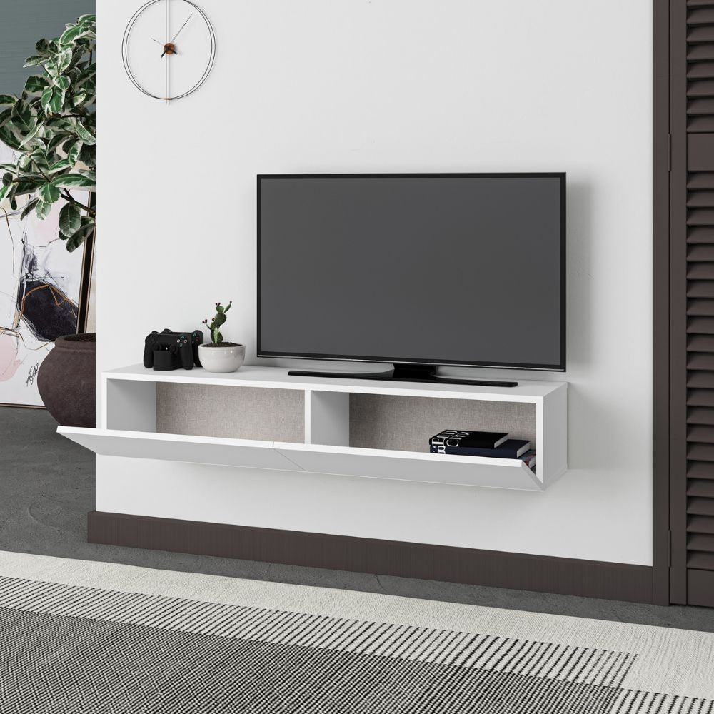 Mobile porta TV sospeso Francy bianco ante a ribalta 135x31.7x25 cm.