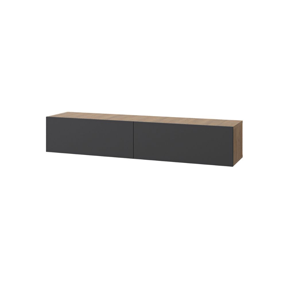Mobile porta TV sospeso Francy rovere antracite ante a ribalta 135x31.7x25 cm.