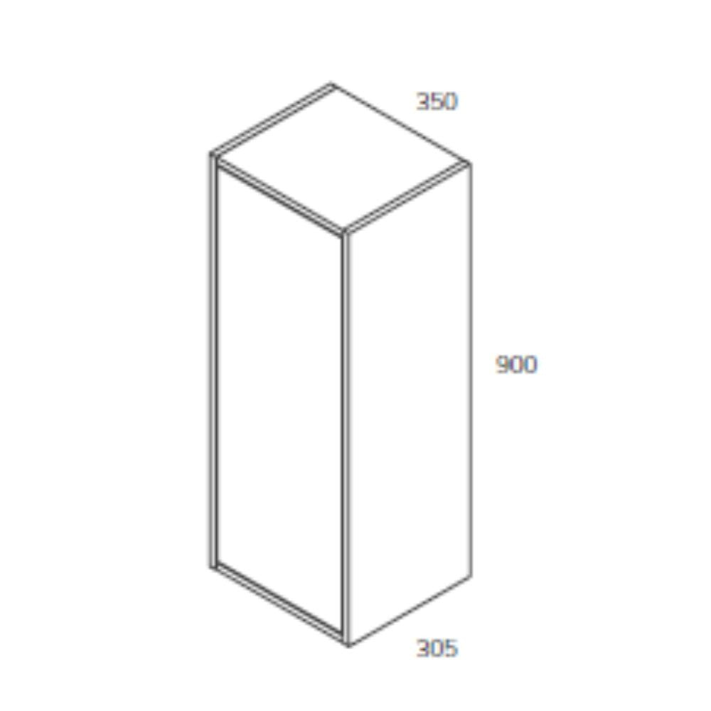 Pensile bagno Push 35x30.5x80 1 anta con 2 ripiani interni colore nero opaco