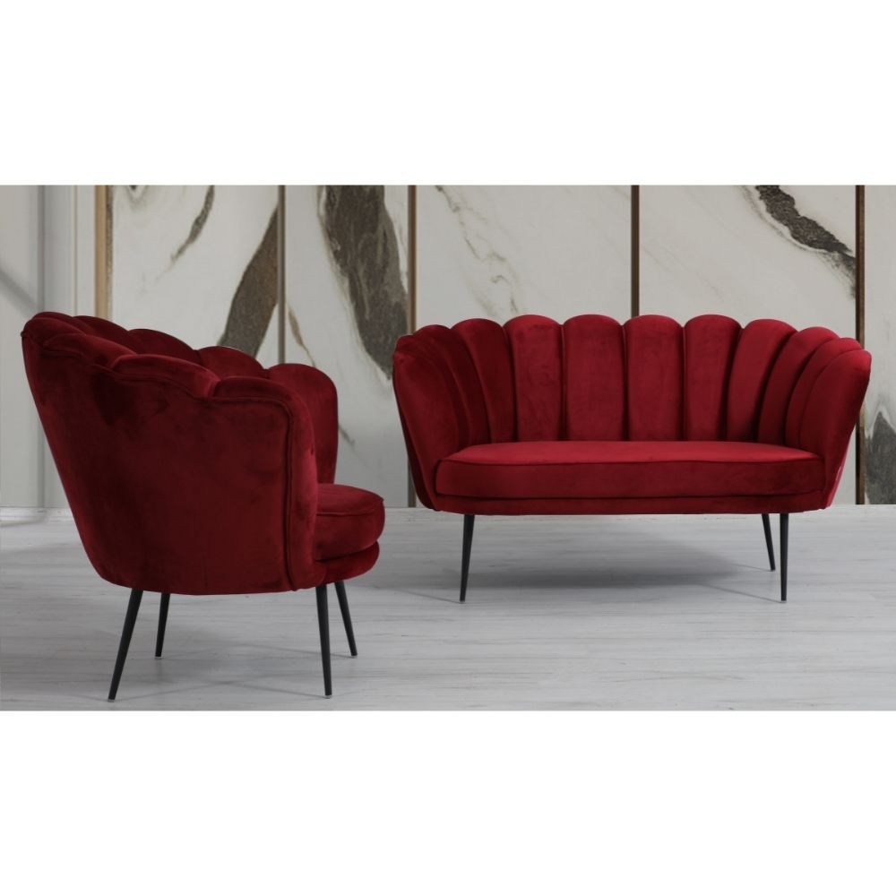 Poltrona a conchiglia Orel in velluto Riviera10 rosso