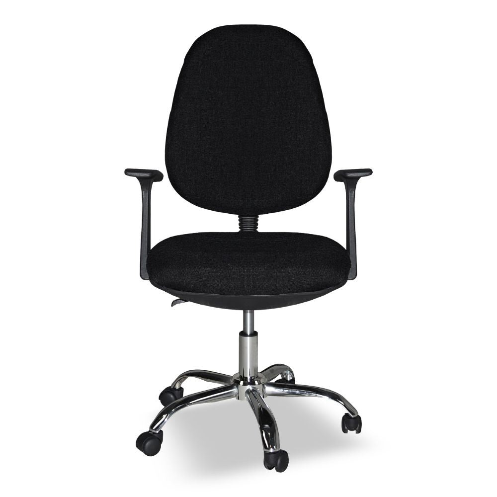 Poltrona da ufficio CR415 tessuto nero con base cromata