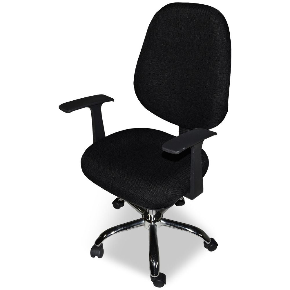 Poltrona da ufficio CR415 tessuto nero con base cromata