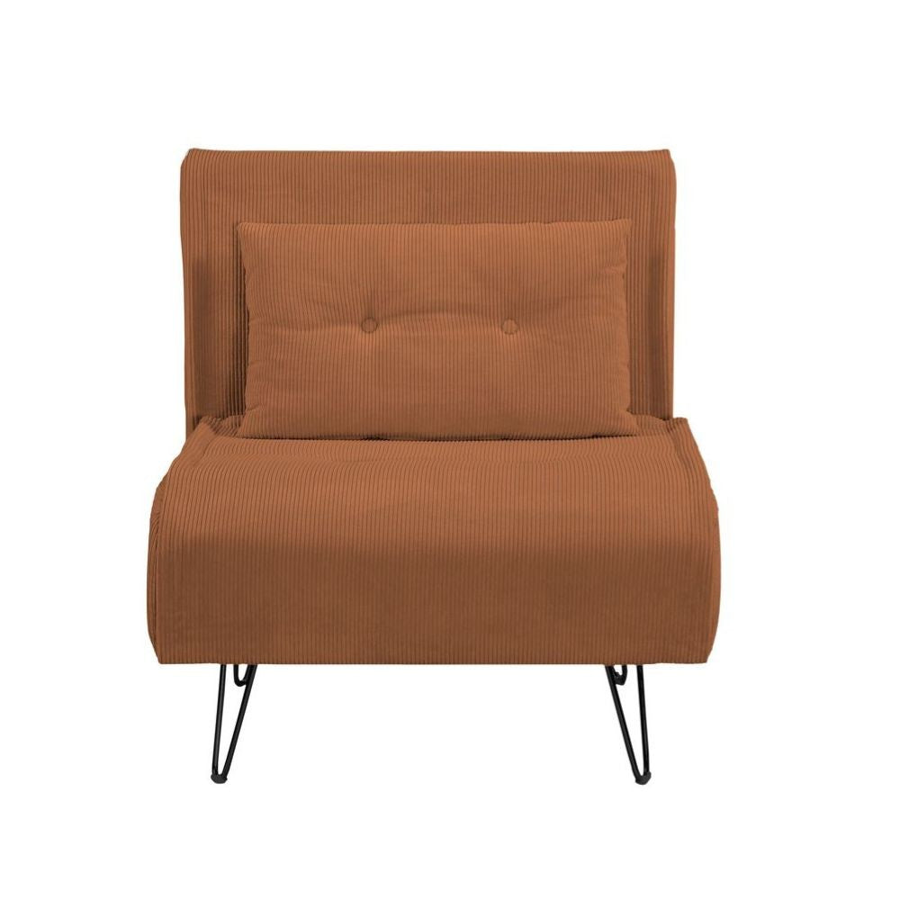 Poltrona letto Quarzo senza braccioli colore ruggine con piedini in metallo