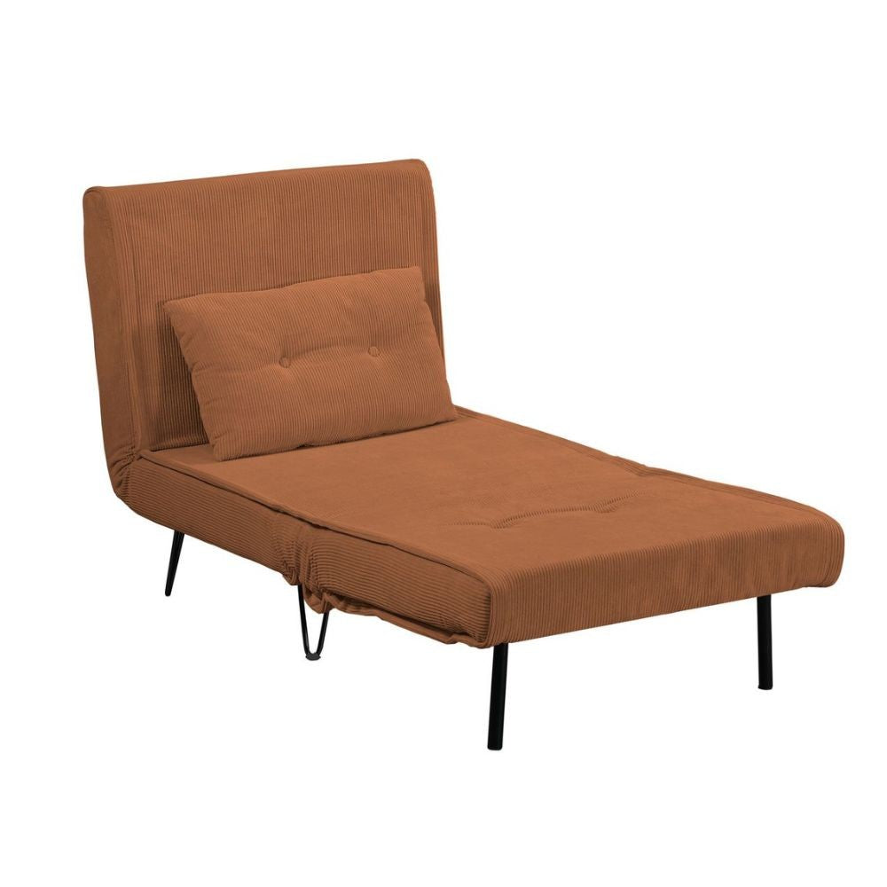 Poltrona letto Quarzo senza braccioli colore ruggine con piedini in metallo