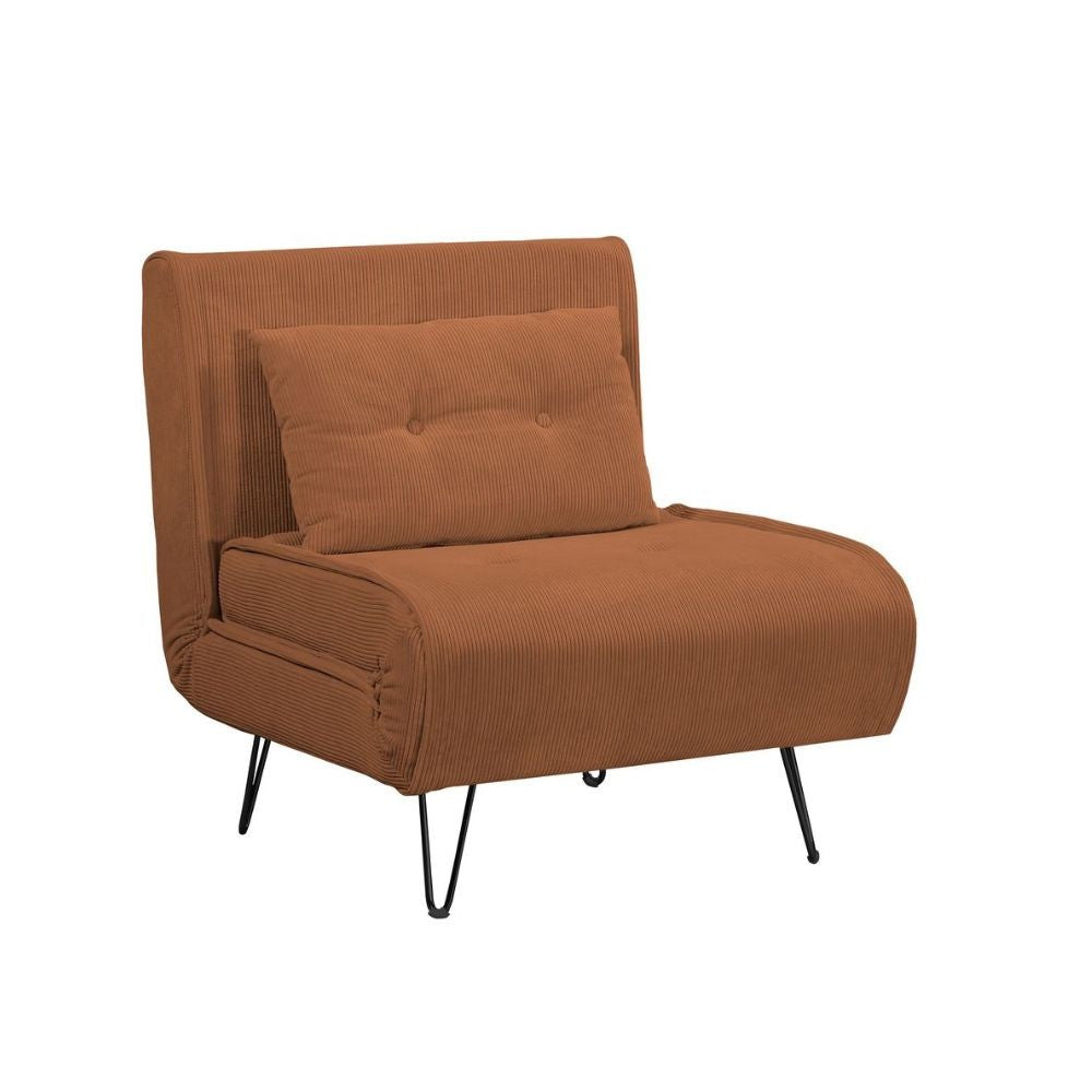 Poltrona letto Quarzo senza braccioli colore ruggine con piedini in metallo