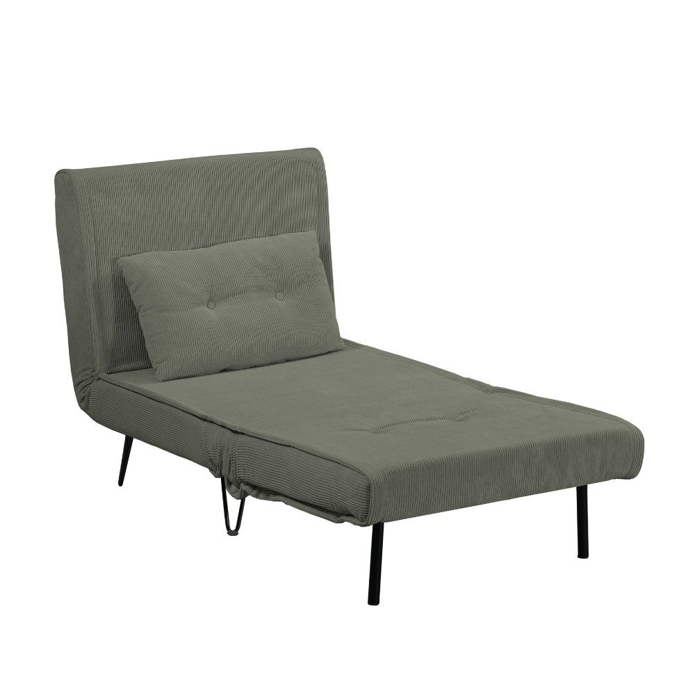 Poltrona letto Quarzo senza braccioli colore verde muschio con piedini in metallo