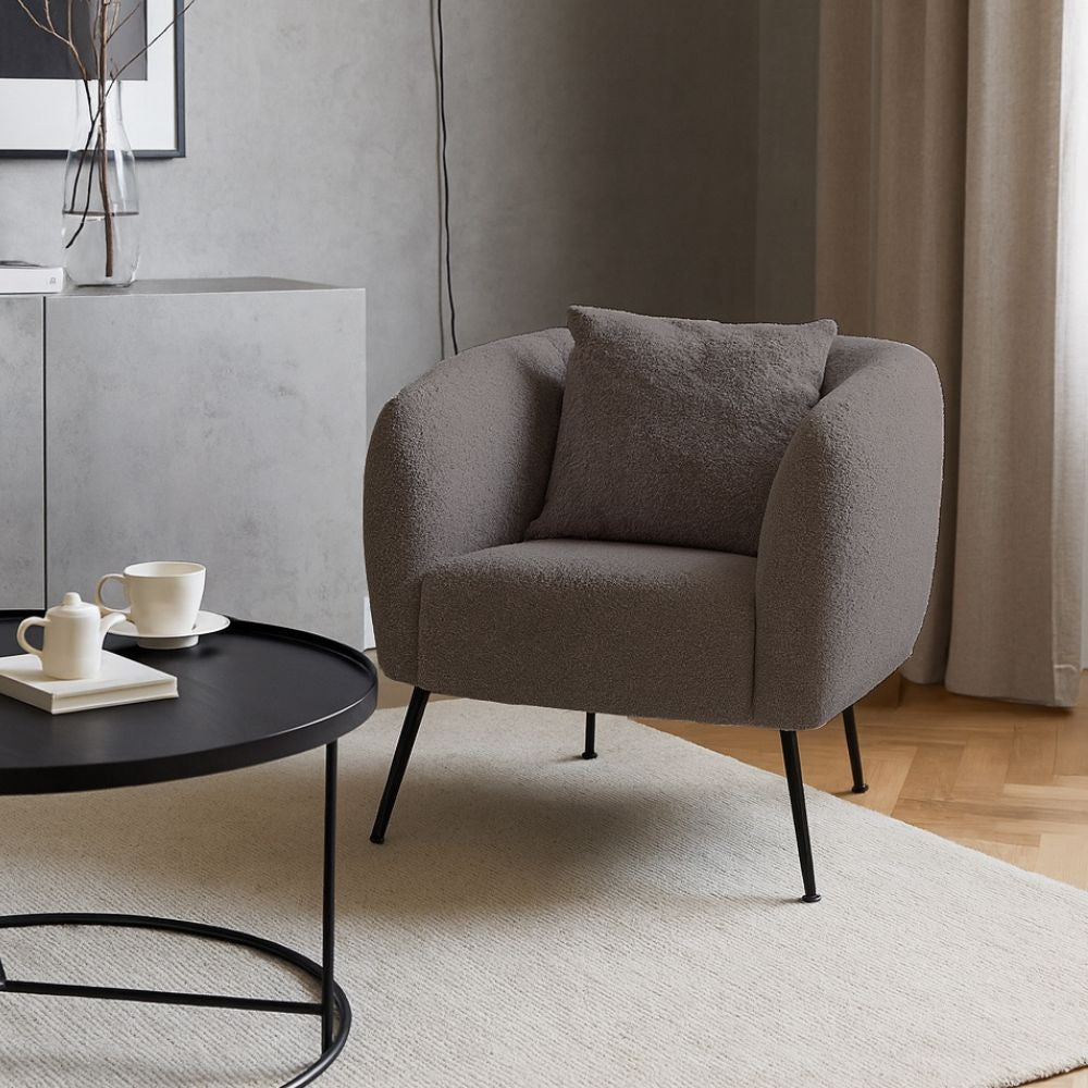 Poltrona pozzetto Nuvia in tessuto Ascort colore grigio mouse