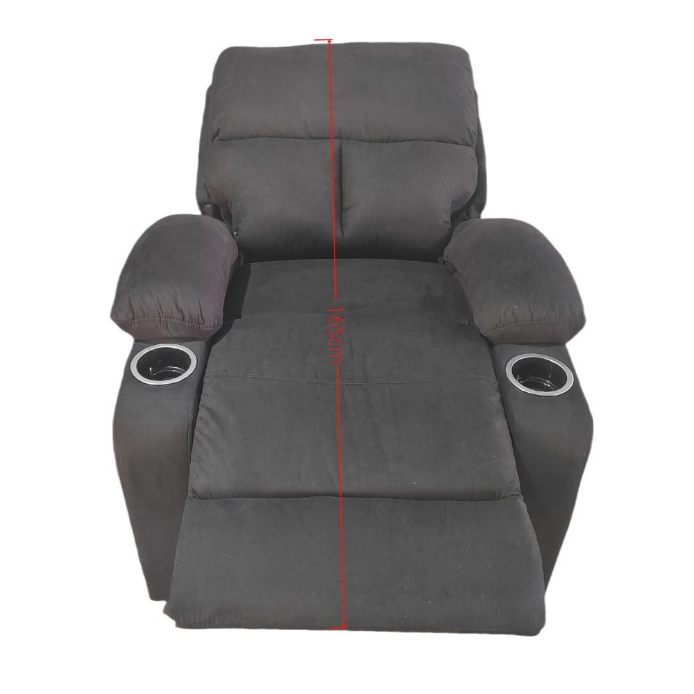Poltrona recliner manuale Ninetta con portabicchieri in microfibra nero