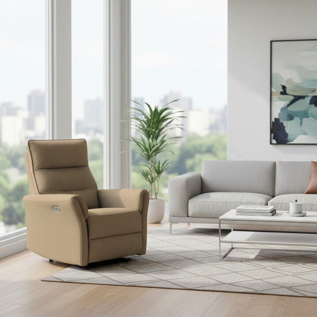 Poltrona relax Softwave recliner elettrico in tessuto G270 camel