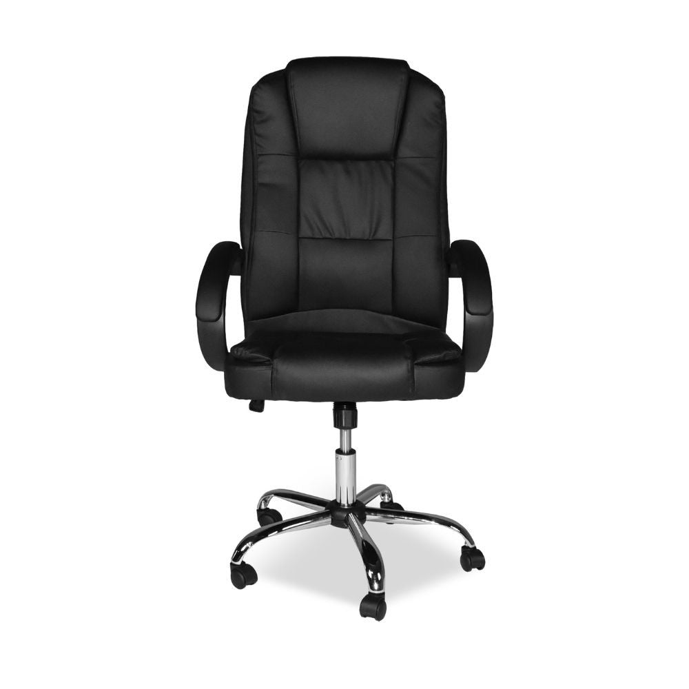 Poltrona ufficio presidenziale Millard ergonomica in ecopelle nero
