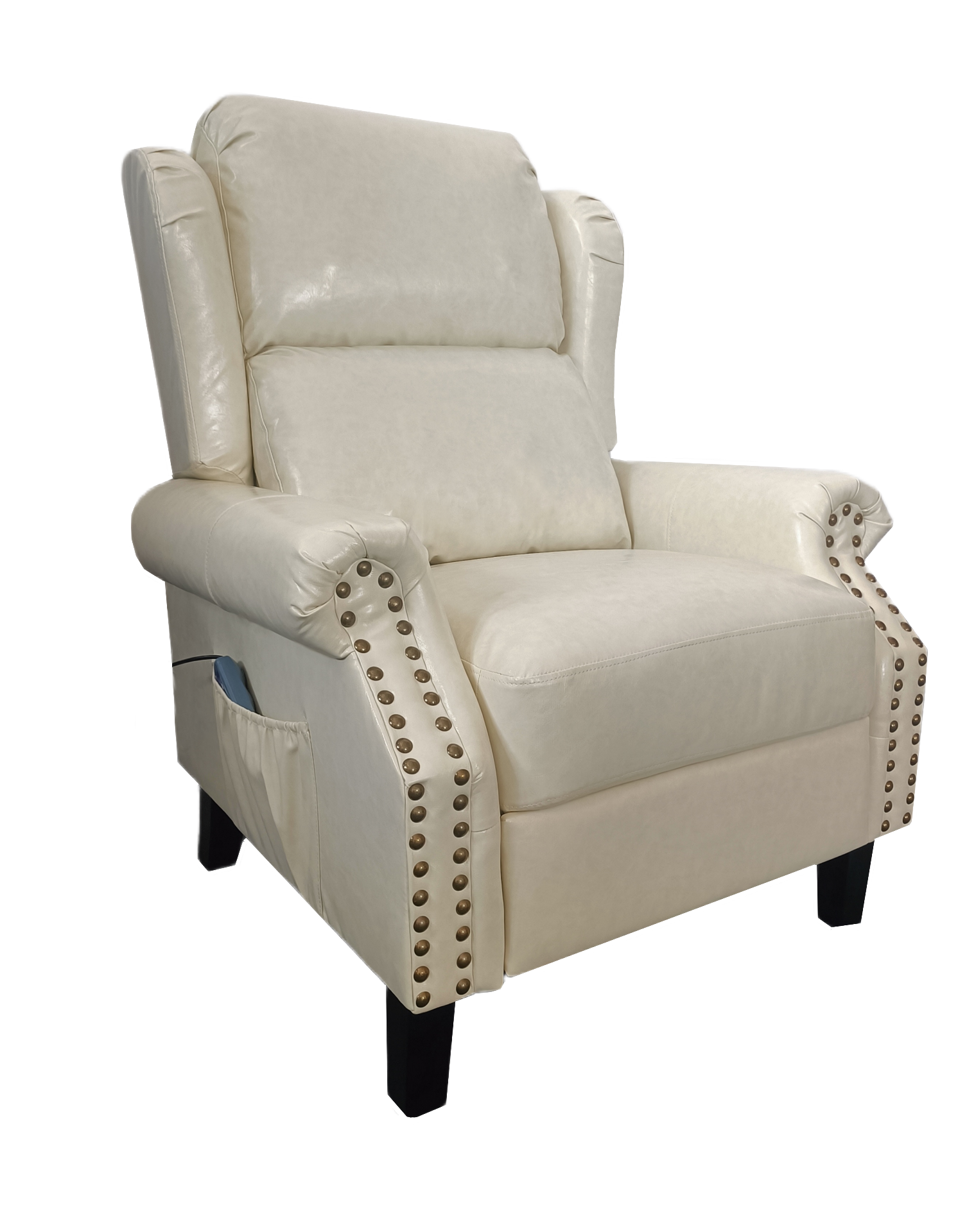 Poltrona Wing recliner 6 punti massaggianti in ecopelle colore beige