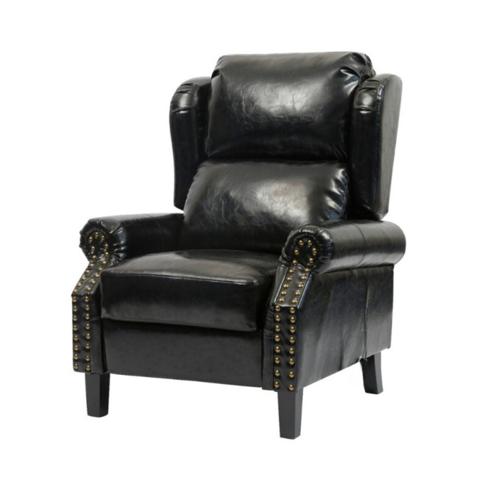 Poltrona Wing recliner 6 punti massaggianti in ecopelle colore nero
