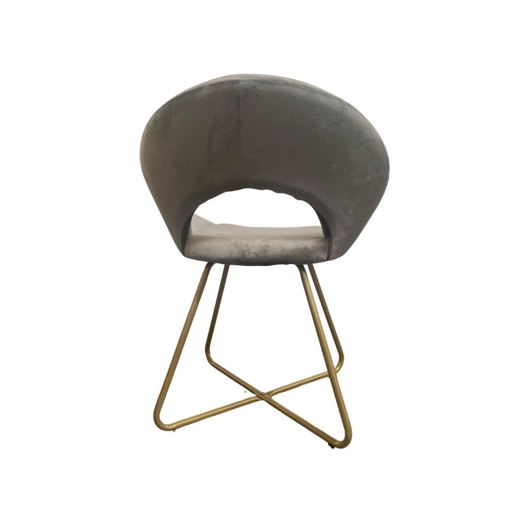 Poltroncina Etere in velluto grigio con gambe in metallo dorato set 2 pezzi