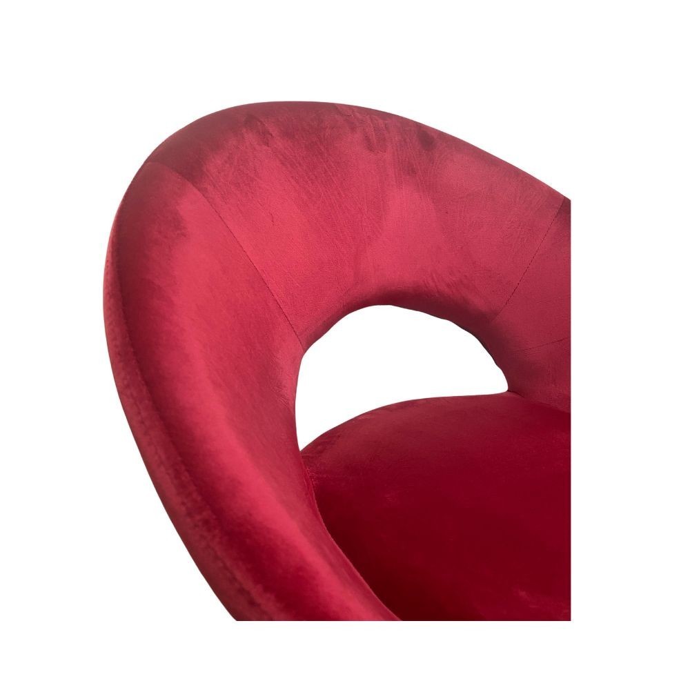 Poltroncina Etere in velluto rosso con gambe in metallo dorato set 2 pezzi