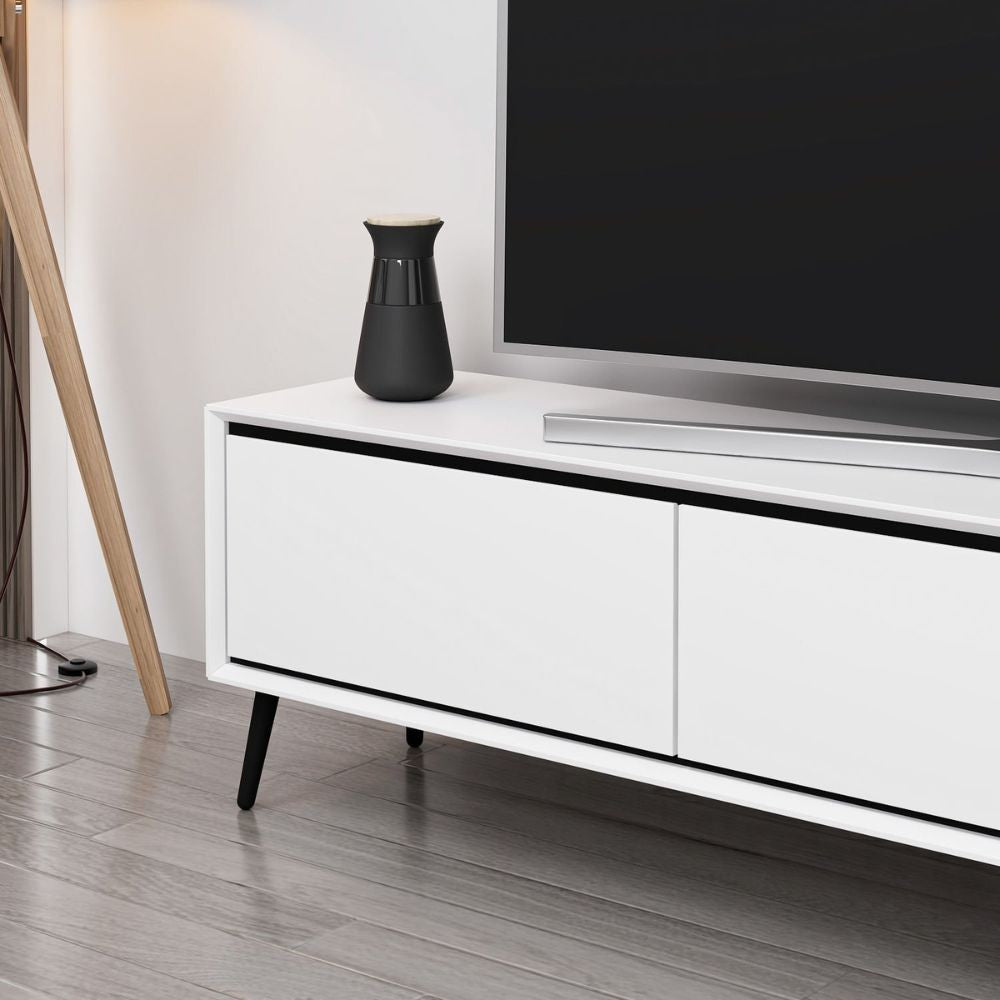 Porta tv Mandy con 3 ante colore bianco e piedini neri
