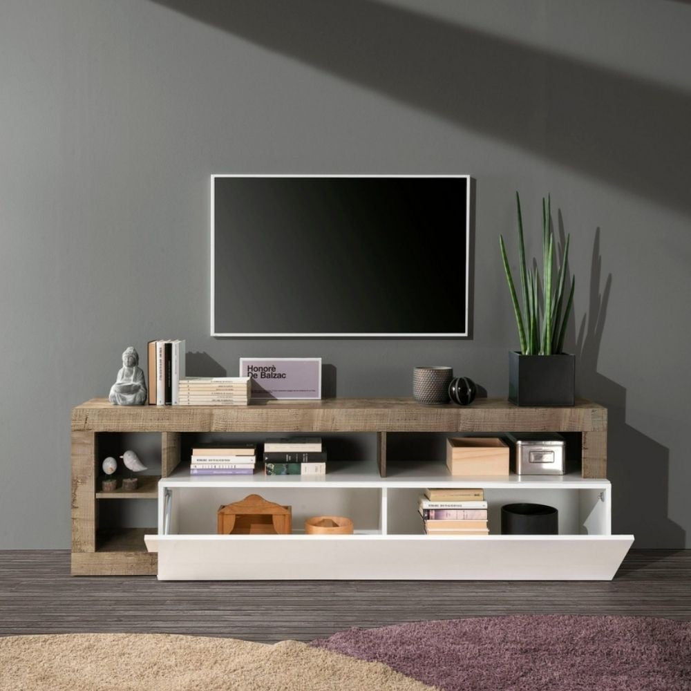 Porta TV Mogol bianco lucido pero 184x42x58H