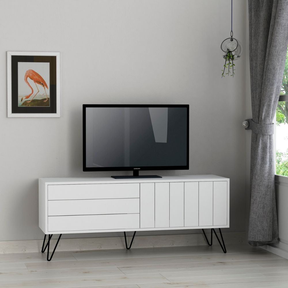 Porta tv Picadilly con struttura e 2 ante a ribalta colore bianco