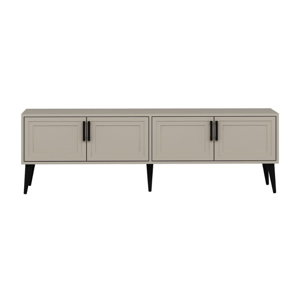 Porta tv Prime con 4 ante colore cashmere e maniglie e piedini neri
