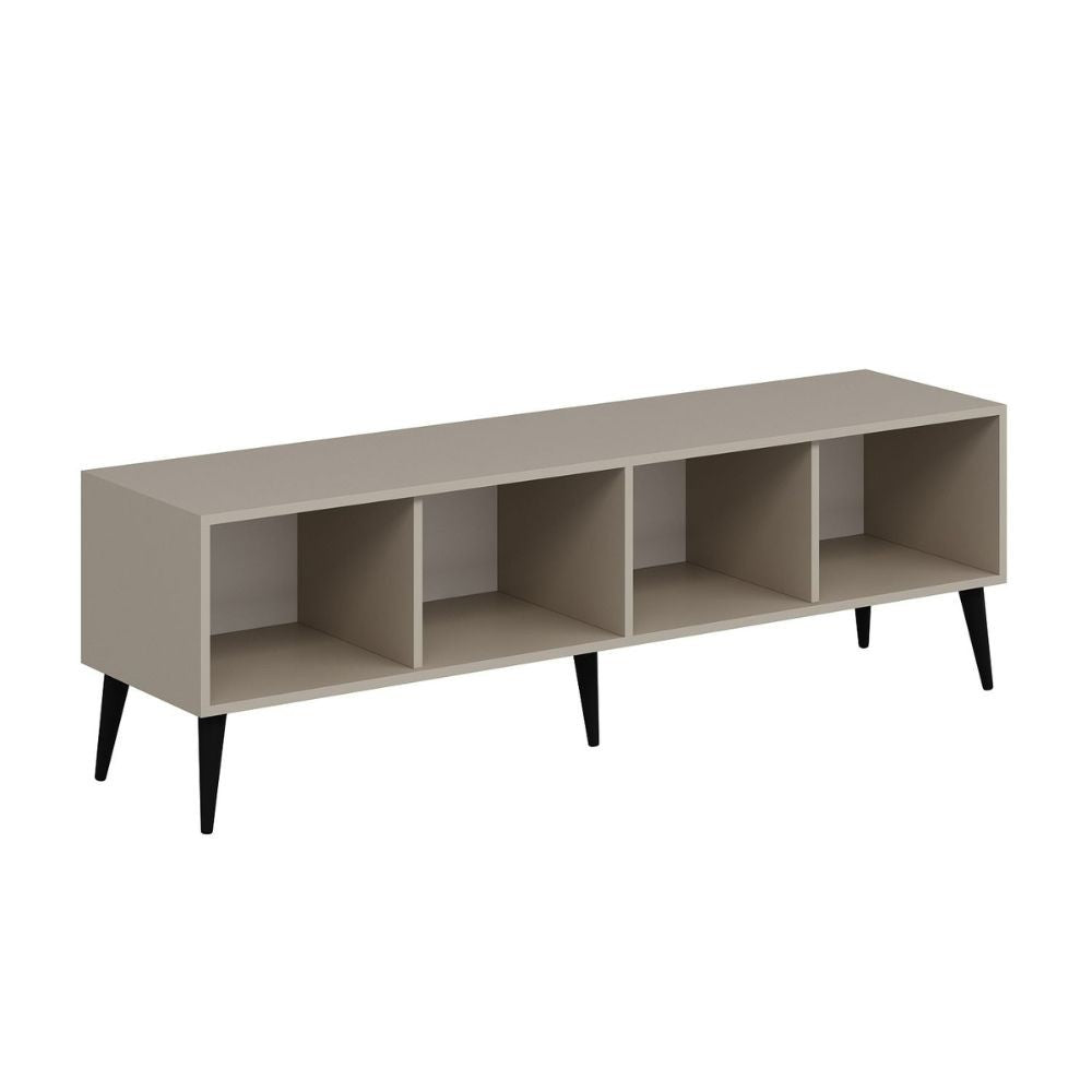 Porta tv Prime con 4 ante colore cashmere e maniglie e piedini neri