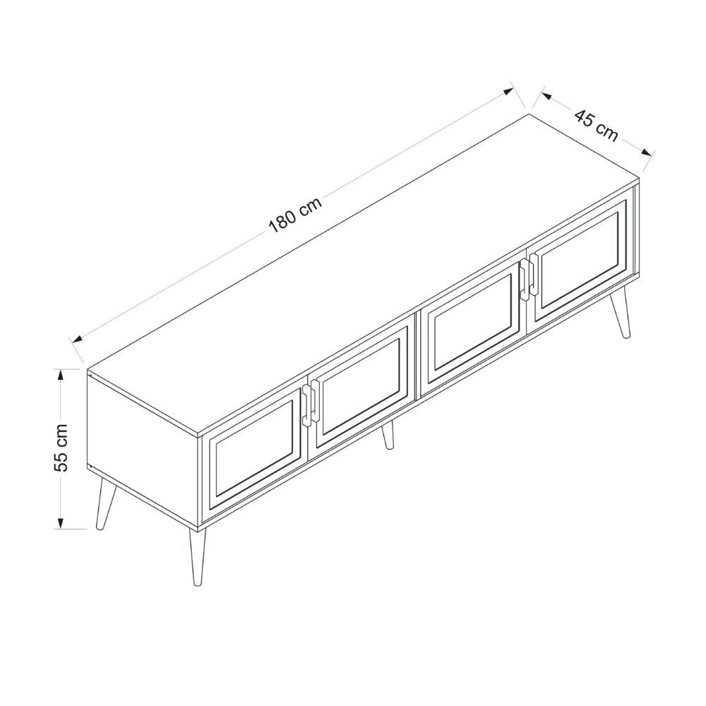 Porta tv Prime con 4 ante colore cashmere e maniglie e piedini neri
