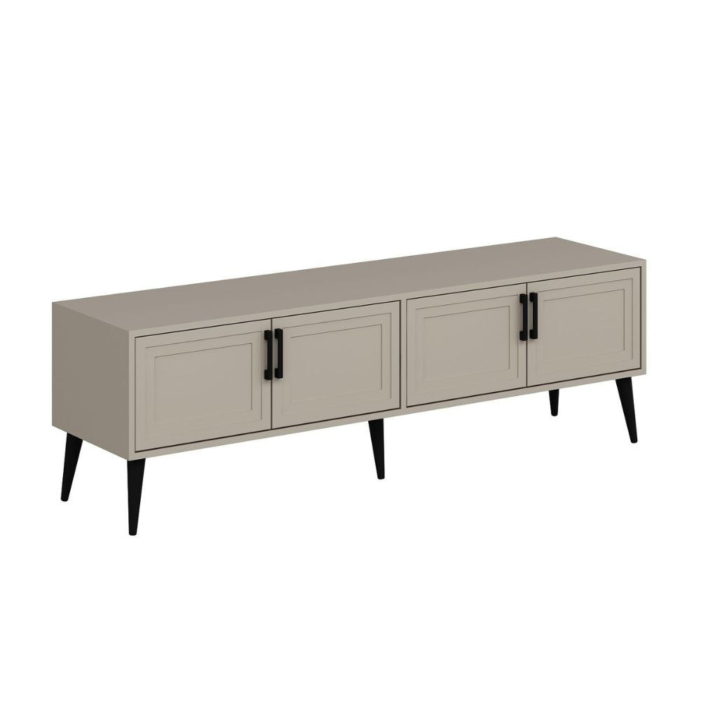 Porta tv Prime con 4 ante colore cashmere e maniglie e piedini neri