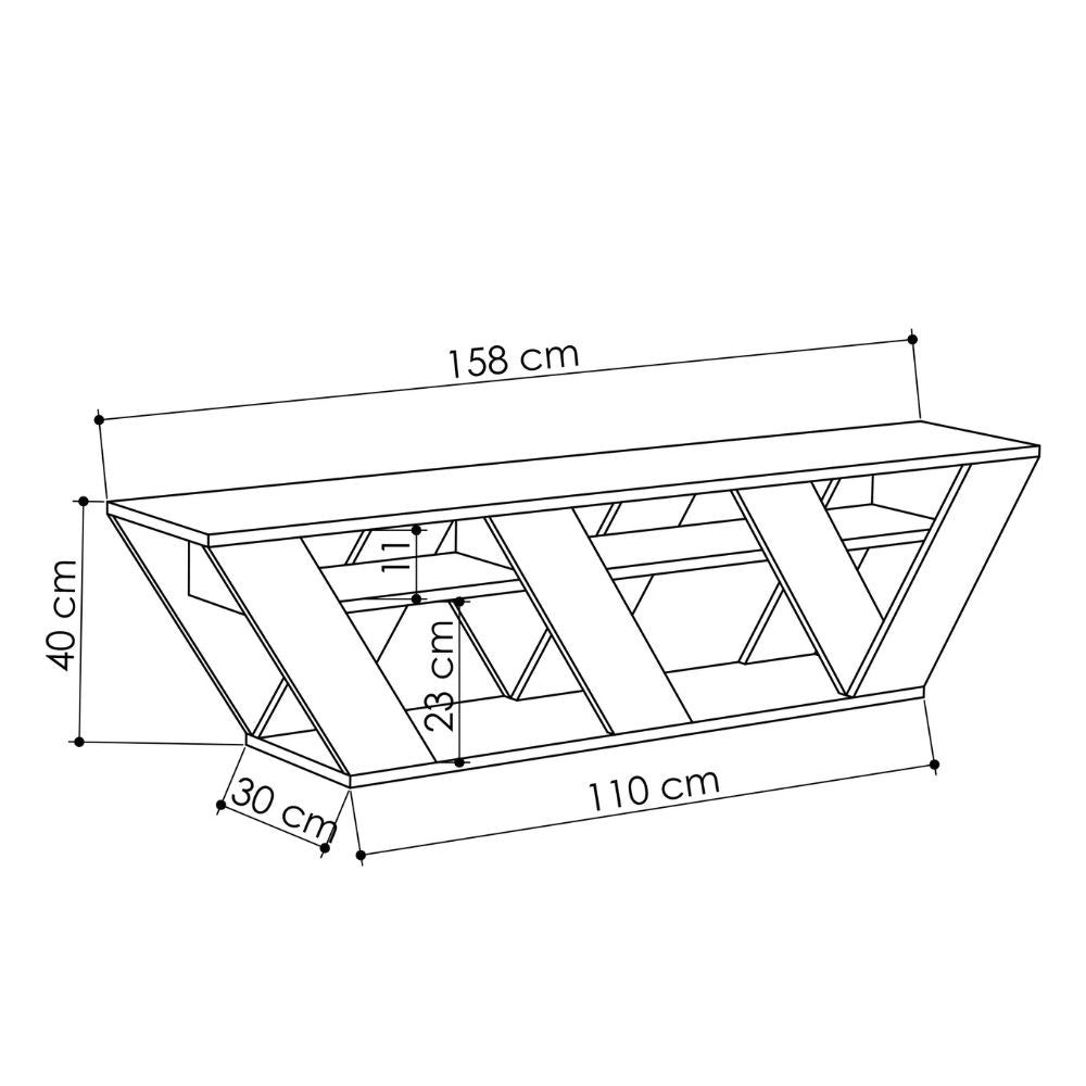 Porta tv Ralla colore antracite 158x30x40h