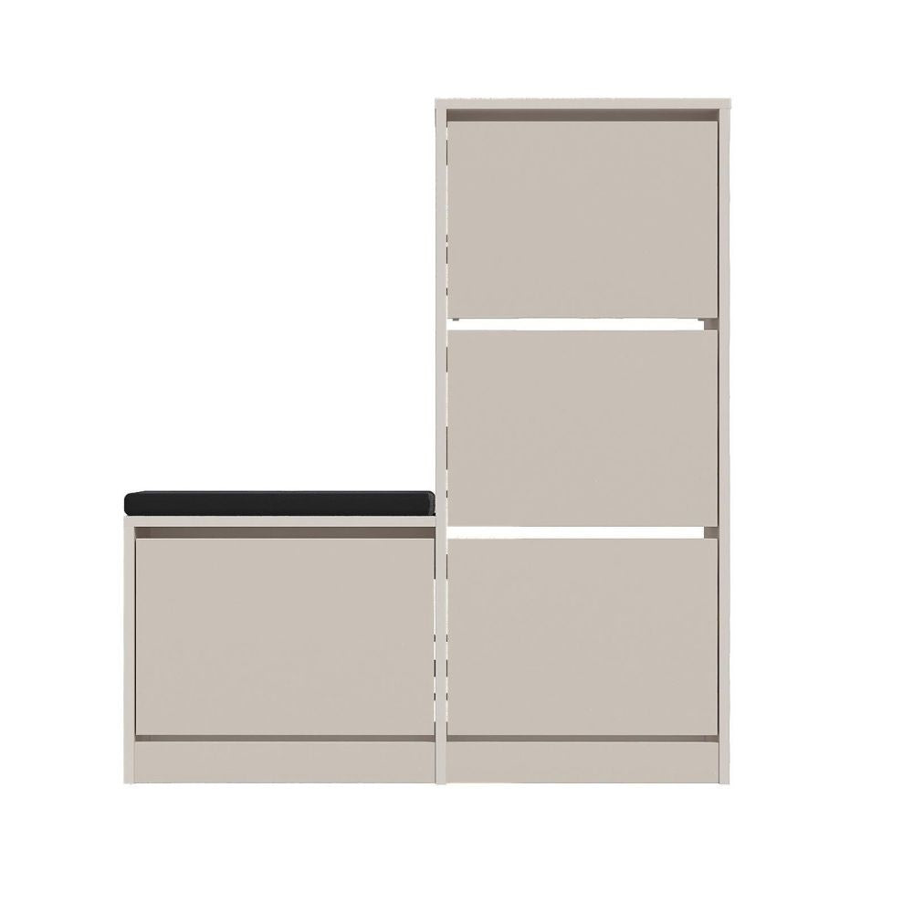 Scarpiera con panca Dude con 4 ante a ribalta colore cashmere