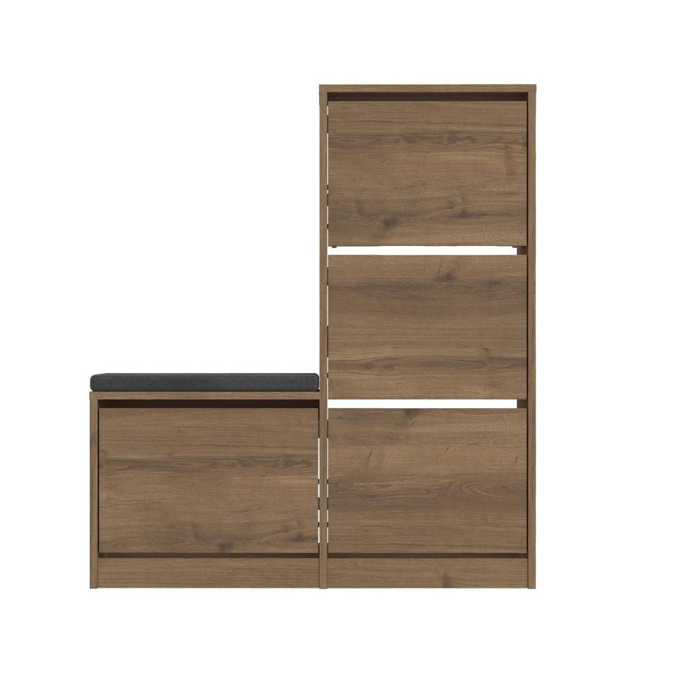 Scarpiera con panca Dude con 4 ante a ribalta colore hitit noce