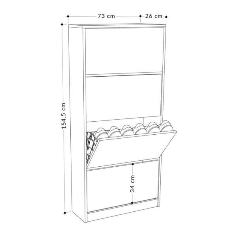 Scarpiera SHC540OAK quattro ante a ribalta rovere