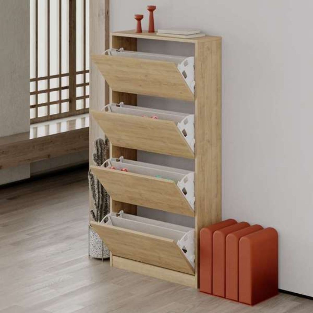Scarpiera SHC540OAK quattro ante a ribalta rovere