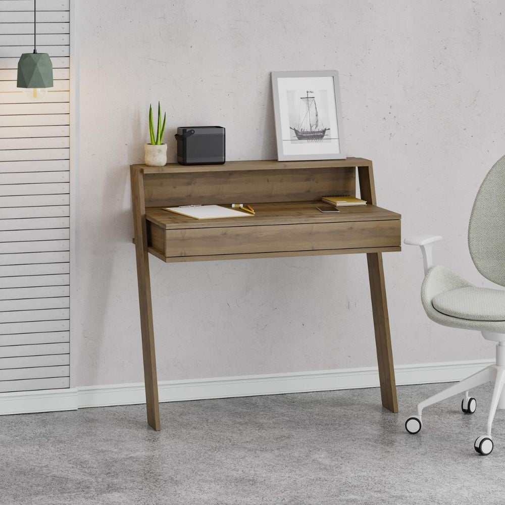 Scrivania da parete hitit noce con cassetto Cowork 94 cm.